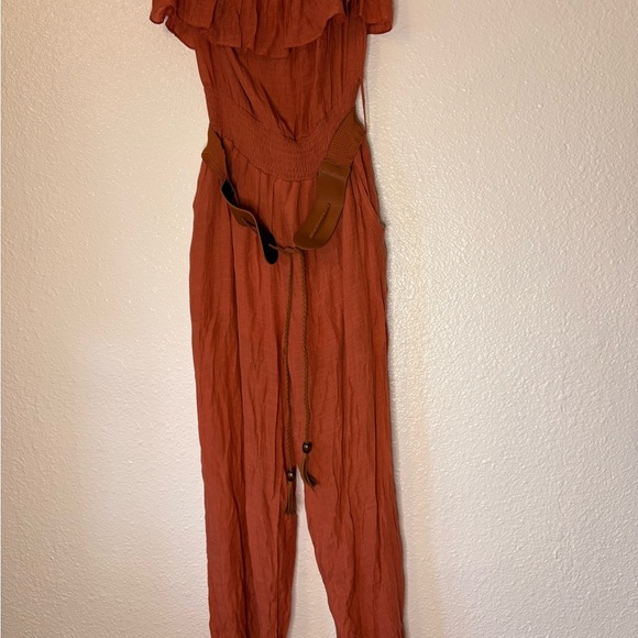Pants - Elegant Rust Jumpsuit Set